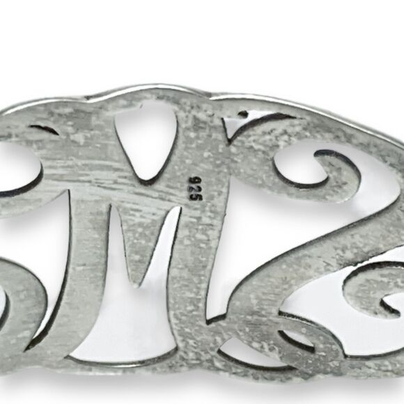 SMJ Monogram Cut Out Hook Bracelet | Vintage Sterling Silver 925 | 7.25" - Picture 4 of 8